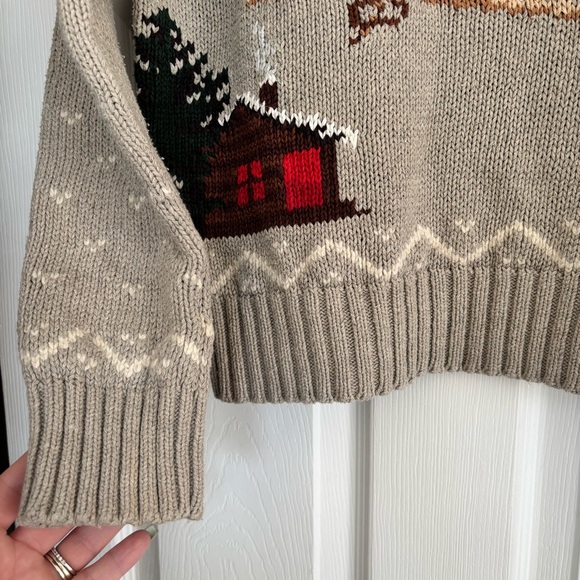 Polo by Ralph Lauren Gray/Beige Sweater with Skiing Bear Design - Picture 3 of 5